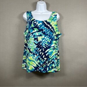 Chico’s Easy Wear Blue Watercolor Sleeveless Tank Top